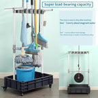 Broom And Mop Holder Put Wet Mops Movable Floor-Mounted Mop Rack Floor Standing Cleaning Tool Cart Storage For Garden Garage Schools, Hospitals, Factories, Hotels,Property Companies (12racks)