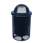 COATEDOUTDOORFURNITURE RDT-TXTDBL Heavy Duty 32 Gallon Round Trash Receptacle, Liner Included, Textured Dark Blue with Black Dome, Made in America