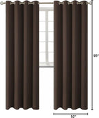 BGment Blackout Curtains for Bedroom - Grommet Thermal Insulated Room Darkening Curtains for Living Room, Set of 2 Panels (52 x 95 Inch, Brown)