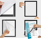 3Pcs Self Adhesive Magnetic Sign Holder 8.5 x 11 inches,Wall Mount Plastic Display Frame,Adhesive Magnetic Framed Paper Document Sign Holder for Home Office Store,Black