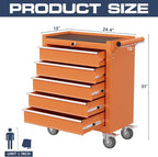 5-Drawer Tool Chest,Rolling Tool Cart with Wheels,High Capacity Tool Cabinet with Locking System for Garage, Warehouse, Workshop-Orange