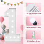 Light Up Numbers, Marquee Numbers 4 Feet Tall with Cool White Light, Large Number for Party Anniversay Event Graduation Decoration, Marquee Numbers 4ft Light Up Sign Number 3