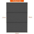 TORACK 3-Pack 12x24 inch Metal Pegboard Panels for Garage Wall, Tools Organizer Pegboard for Workbench, Workshop, Modular Peg Board Tool Storage Board for Pegs(Black)