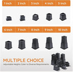 Bed Risers, Oversized Furniture Risers, 1/2/3/4/5/6/7/8/9/10 inches Adjustable Raise Blocks for Bed Couch Desk Sofa Table Lifts, Furniture Legs Lifters Support up to 6000 Lbs (Black, 4 Pack Set)