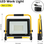 Waterproof Portable Flood Light 100W 10000 LM LED Work Light with 16.4FT Cord, Job Site Lighting for Workshop Garage Construction Site, Aluminum Outdoor/Indoor Work Lamp
