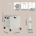 Foldable Laundry Basket with Wheels & Pull Handle - 65L Large Capacity Durable Plastic Hamper, Versatile All-in-One Organizer for Laundry, Toys, Camping & Shopping (White)
