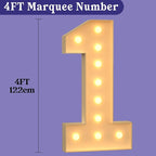 4FT Marquee Light Up Numbers, Large Marquee Numbers 1 for 21st 1st Birthday Decorations for Boy Girl, Giant Light Up Numbers for Party Anniversary, Marquee Letters Pre-Cut Mosaic Numbers for Balloons