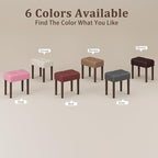 Two Leather Vanity Stool, 18.7 Inch Wide Rectangle Ottoman Bench for Makeup Room, A Set Vanity Chair with Wood Legs for Piano Room, Bedroom,Living Room with Customizable (Cream)
