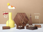 GemeShou 2pcs Wooden Jewelry display tray, Hexagon jewelry display riser, Jewelry retail shop photography props【Walnut Hexagon tray-2pcs】