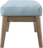 24KF Velvet Upholstered Buttons Tufted Entryway Bench with Solid Wood Leg,Bed Bench Ottoman with Padded Seat,5034-Seaglass
