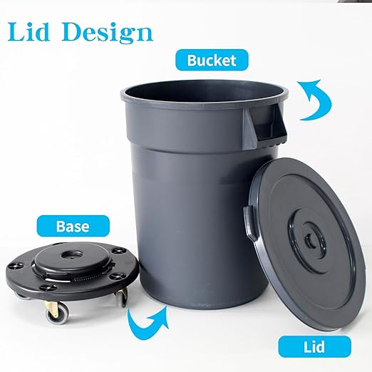 Outdoor Trash Can with Lid, 32 Gallon Trash Can with Lid and Wheels, Heavy Duty Construction, Perfect Backyard, Deck, or Garage