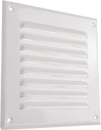 Vent Systems - 5 x 5 Inch (Inner) Pack of 5 White Metal Square Soffit Air Vent Grille Cover, Register Vent Deflector Louver Built-in Mesh HVAC for Bathroom Home Office Kitchen 6.5" x 6.5" (Outer)