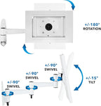 Mount-It! Anti-Theft Tablet Kiosk Wall Mount Compatible with iPad 10, 9, 8, Pro 10.5, Air 10.5, Locking Kiosk for iPad, Lockable Secure Steel Full Motion Arm Wall Mounted Enclosure, White