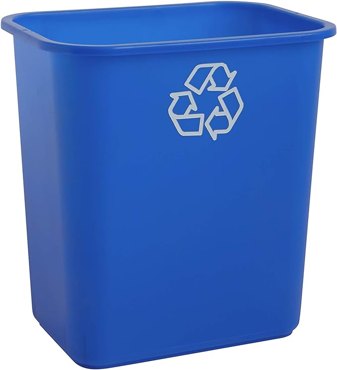 United Solutions 7 Gallon / 28 Quart Space Saving Recycling Bin, Fits Under Desk and Small, Narrow Spaces in Commercial, Kitchen, Home Office, and Dorm, Easy to Clean, Recycle Blue (Pack of 12)