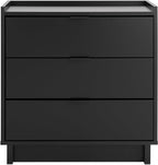 Prepac Simply Modern Nightstand Bedside Table, Black Nightstand for Bedroom, End Table with 3 Drawers 26.5" W x 26.75" H x 16" D
