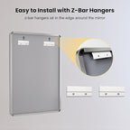 LOAAO 48X32 Inch Brushed Nickel Bathroom Mirror, Rounded Rectangle Silver Metal Frame Mirror, Brushed Nickel, Anti-Rust, Shatter Proof, Hangs Horizontally or Vertically