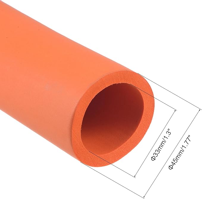 uxcell Foam Tubing for Handle Grip Support, 33mm ID 45mm OD 1m Length Orange
