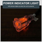 8 Ft Indoor Outdoor Black Extension Cord, 16/3 Heavy Duty Extension Cable, 3 Prong Grounded Plug with Lighted End for Appliance and Lawn, 13A, UL Listed