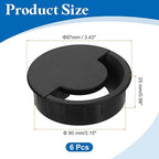 uxcell 6 Pcs Desk Grommet, 80 Mm/3.15 Inch Cable Wire Grommet Organizer, Desk Hole Cover for Home Office Computer Equipment, Black