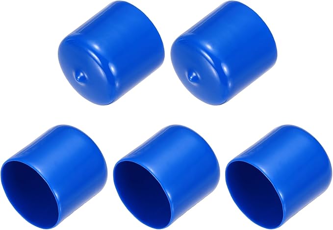 uxcell 5pcs Rubber End Caps 32mm(1.3 Inch) ID Vinyl PVC Round Tube Bolt Cap Cover Screw Thread Protectors Blue
