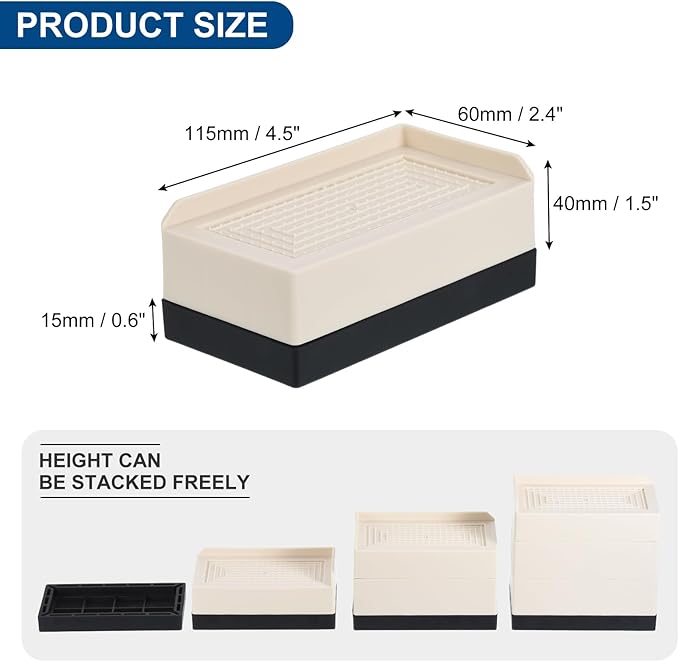 uxcell Furniture Risers 1.5 Inch, 4Pcs Rectangle Bed Risers Adjustable Couch Riser for Extender for Bed Desk Sofa Table Lift Support Up to 1300Lbs, Beige