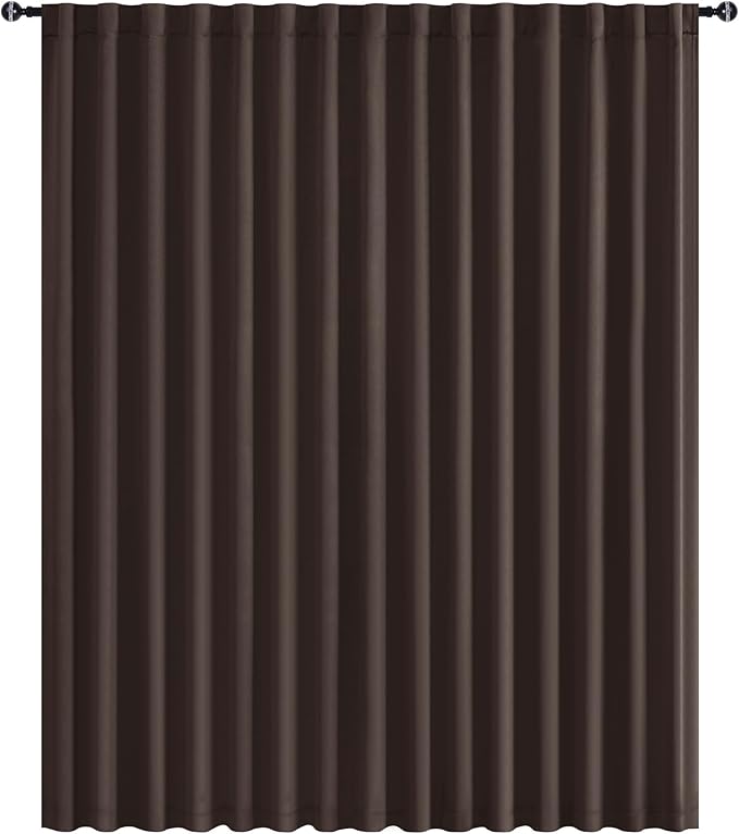 Hiasan Privacy Room Divider Patio Sliding Door Curtain Extra Wide Blackout Thermal Insulated Curtains with Back Tab & Rod Pocket for Bedroom Partition Living Room (120 x 96 Inches, Brown)