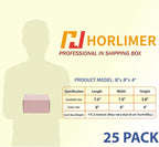 HORLIMER 8x8x4 inches Shipping Boxes Set of 25, Pink Corrugated Cardboard Gift Box for Packing, Mailing, Small Business