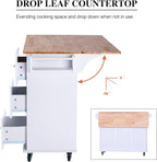 PHI VILLA Kitchen Island on Wheels Portable Kitchen Cart with Drop Leaf, Rolling Kitchen Island with Storage