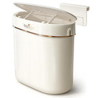 COZYTO EcoToss Exo Wall-Mounted Trash Can – White Pearl, Dual-Lid Slim Bin with No-Drill Mounting, Odor-Control Lid for Kitchen, Bathroom, RV, Small Spaces, 9.4L