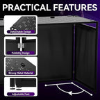 Portable DJ Booth Table,56''x28" Foldable DJ Table Stand Portable with White & Black Scrim,Adjustable D J Facade Tabl e Station Metal Frame D J Tabl e with Cable Hole for Private Events, Clubs, Bars