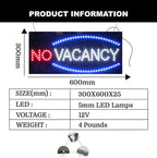 LED Vacancy/No Vacancy Sign for Retail Business Displays | Advertising Electronic Light Up Sign for Windows Walls |12"H x 24"W x 2"D