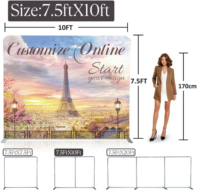 Customize Exhibition Tension Fabric Store Sign Holders Display Stand Frame and Benner Set - Double Sided Printing 7.5×10 FT