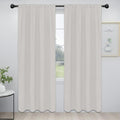 Easy-Going Rod Pocket Blackout Curtains for Bedroom, Room Darkening Window Curtains for Living Room, Thermal Insulated Noise Reduction Solid Window Drapes, 2 Panels (42x84 in, Light Linen)
