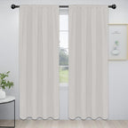 Easy-Going Rod Pocket Blackout Curtains for Bedroom, Room Darkening Window Curtains for Living Room, Thermal Insulated Noise Reduction Solid Window Drapes, 2 Panels (42x84 in, Light Linen)
