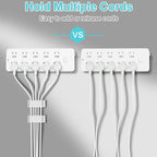 50 PCS Under Table Cable Management Clips White, Large Cable Clips for Computer Desk Cable Wire Management, Adhesive Wire Organizer Clips for Multiple Cord Management (PC, Network, TV, Ethernet)
