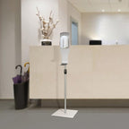 New Star Foodservice 1028904 Freestanding Floorstand for Hand Sanitizer Dispenser, Stainless Steel, Square