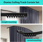 Room Divider Blackout Curtains Flexible Sliding Tracks Sets Ceiling Mounted Rod Window Curtain Privacy Separation for Bedroom Living Rooms,1 Panel Grey Drape and Black Track Set-W72xH84 in