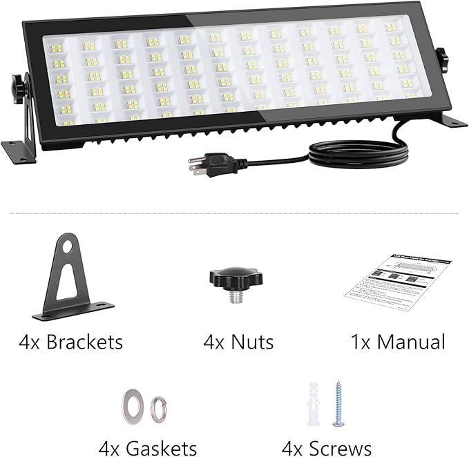 2 Pack LED Shop Lights, 15600LM 6000K Super Bright IP66 Waterproof LED Flood Light for Workshop, Garage, Shop