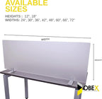 OBEX Acrylic Free Standing Screen, Divider for Desk Privacy Home & Office Partitions for Table Top Workstation, Portable Cubicle Panel for Work, 24" x 48", Frosted