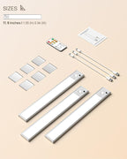 Under Cabinet Lights Wireless,12" Motion Sensor Light Indoor with Remote Control,2500mAh LED Rechargeable Battery Operated Closet Light,3 Color Temps,Under Counter Lights for Kitchen,Stairs,Hallway