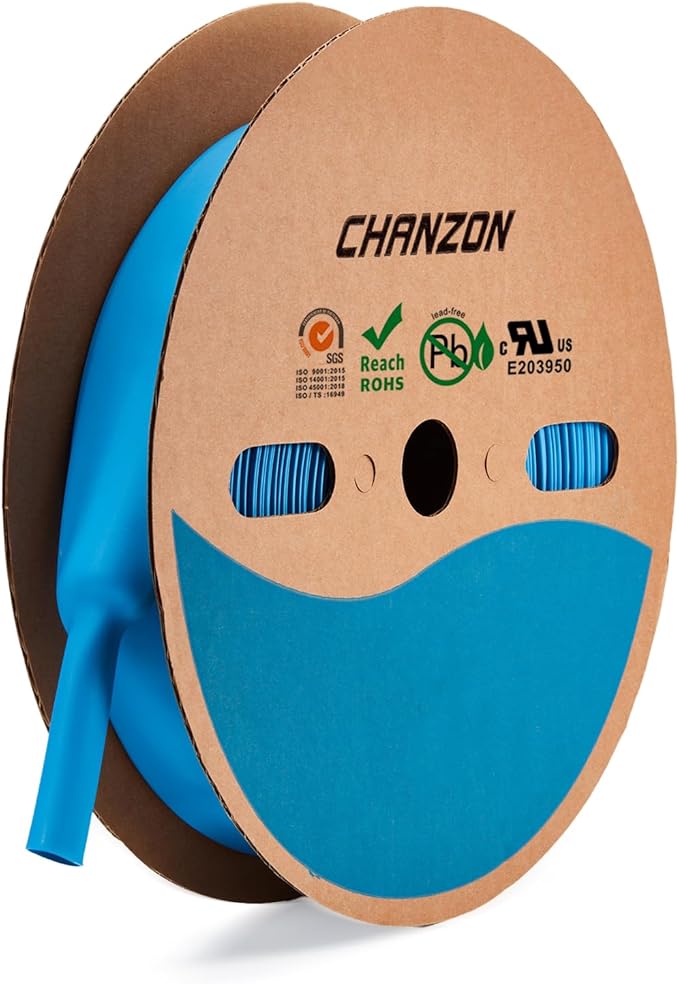 Chanzon 80Ft Roll - Heat Shrink Tubing Blue, 2:1 Ratio, 1-1/4" (30mm) Diameter Adhesive Tubing 1pcs