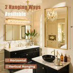 55"x30" Gold Framed Bathroom Mirror, Large Rectangular Vanity Mirror, Aluminum Metal Frame, Wall Farmhouse Modern Wall-Mounted Mirrors for Bathroom, Bedroom, Living Room, Over Sink