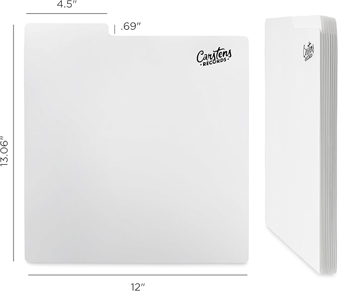 Carstens Records Heavy Duty Vinyl Album Dividers | 12" LP Organizers with Tabs | Pack of 32 White | Made in The USA | Personalizable