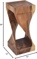 Steve Silver Furniture Solona Solid Wood Side Table, Acacia Whimsical Carved Design, Finish, Functional and Visually Alluring Natural Wood Glaze Accent Side Table, 12 L x 12 W x 26 H, Brown