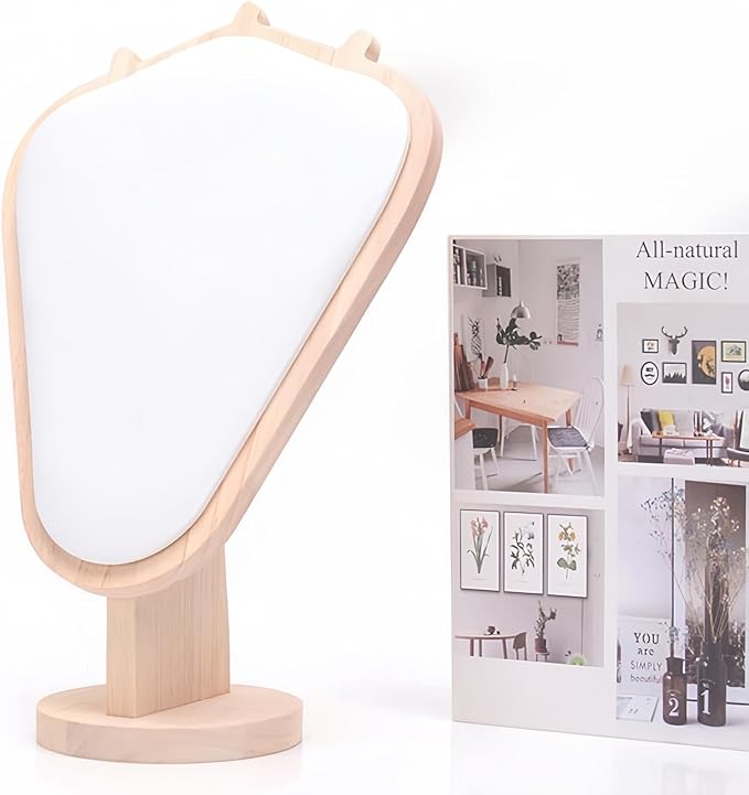 Natural Body Wood Necklace Display Stand with White Leather Soft Mat Necklace Holder Organizer Desktop Stand for Home Store Dresser-4.45"x8.4"x12"