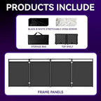 Portable DJ Booth Table,56''x28" Foldable DJ Table Stand Portable with White & Black Scrim,Adjustable D J Facade Tabl e Station Metal Frame D J Tabl e with Cable Hole for Private Events, Clubs, Bars