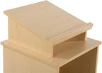 Rolling Wood Podium, 44"H, Locking Wheels, 2 Shelf Open Cabinet, Top Surface with Lip (Maple)