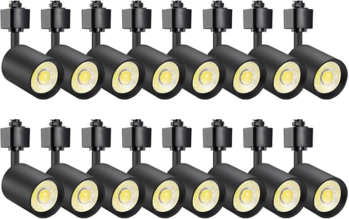 VANoopee 16-Pack 10W Dimmable LED Track Lighting Heads H Type Track Light Replacement Fixtures Bright 4000K Neutral White Ceiling Spotlight for Accent Task Art, Flicker Free CRI90+ 24° 800lm Black