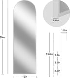 Full Length Door Mirror, Wall Mounted Wall Mirrors, 50"X16" Arched Behind Door Mirror for Use in Living Rooms, Rooms, Bedrooms, Cloakrooms, etc. Durable & Stylish Home Decor (White)