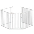 Bonnlo 120-Inch Wide Metal Baby Safety Fence/Play Yard Adjustable Fireplace Hearth BBQ Fire Gate Christmas Tree Gate 5-Panel Playpen for Toddler/Pet/Puppy/Cat/Dog, 25.39"W x 29.3" H Each Panel, White